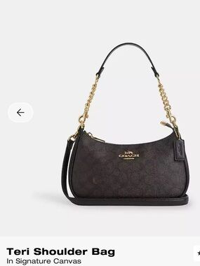 Coach Signature Teri Shoulder Bag in Walnut and Black